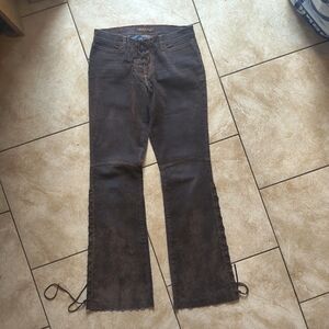 Vtg Y2K let me b BONGO Low Rise Lace Up Fly & Legs Purple Velvet Jeans 11